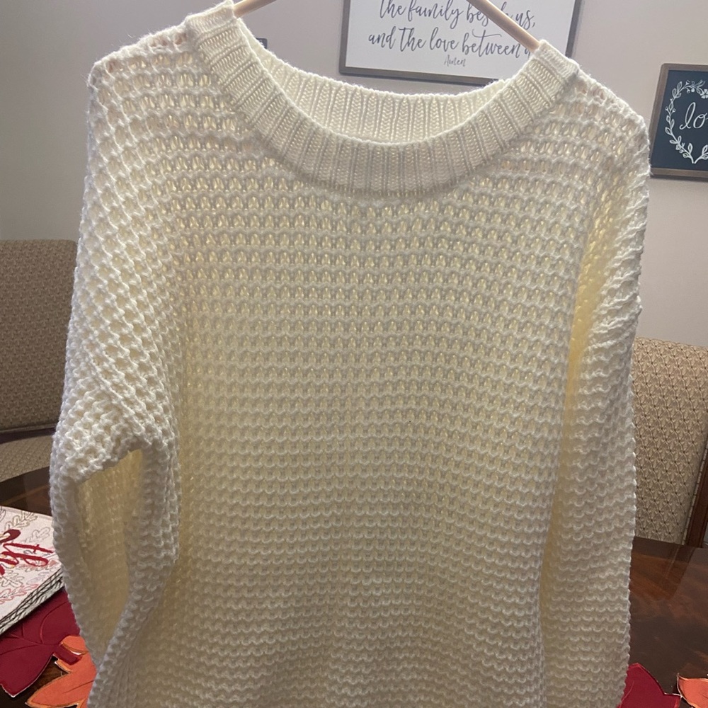 White crewneck sweater